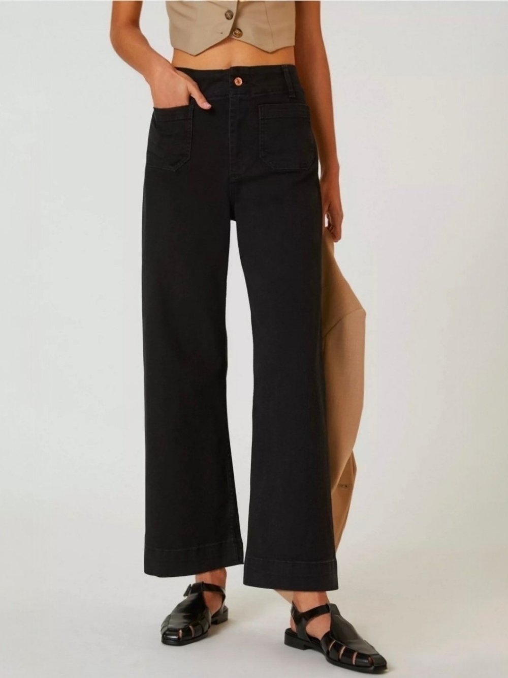 Pilcro Skipper Wide Leg Jeans Black NWT Size 25 Tall